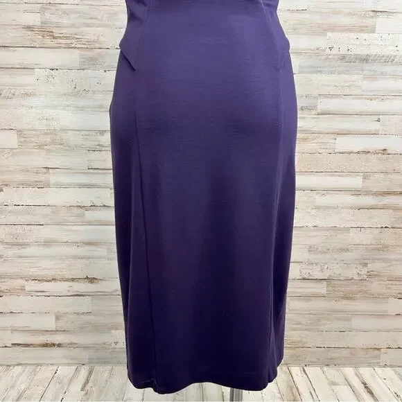 Elie Tahari Sleeveless Stretch Knit Sheath Dress Size S Purple Plum V-Neck - Picture 10 of 15